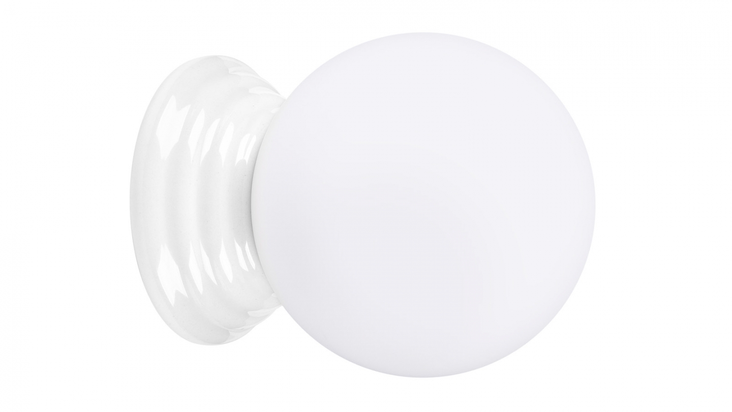 Applique murale en céramique blanche et globe en verre - Zori Applique murale en céramique blanche et globe en verre - Zori