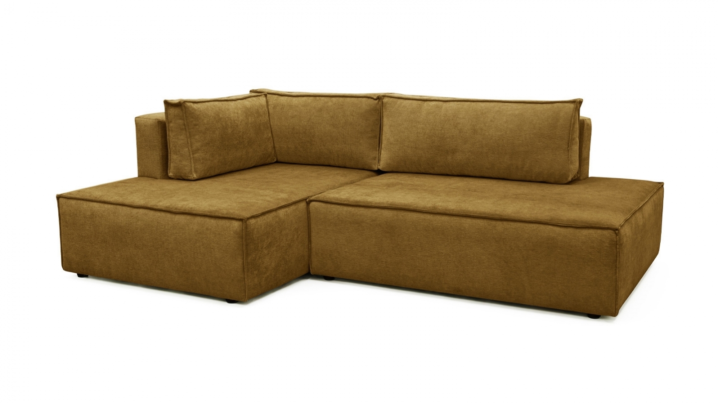 Canapé d'angle à droite convertible 3 places avec coffre en tissu chenille bronze - Barani Canapé d'angle à droite convertible 3 places avec coffre en tissu chenille bronze - Barani