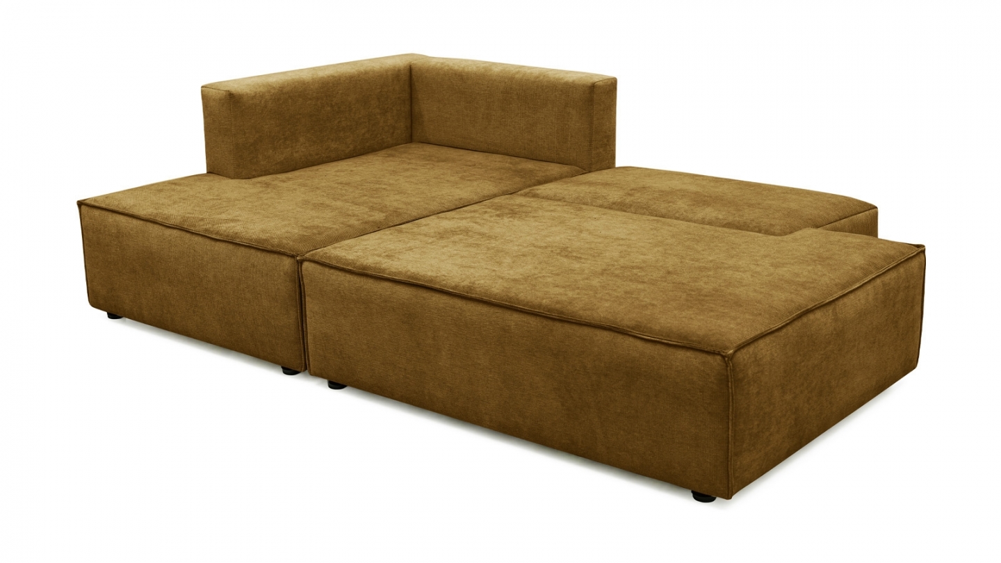 Canapé d'angle à droite convertible 3 places avec coffre en tissu chenille bronze - Barani Canapé d'angle à droite convertible 3 places avec coffre en tissu chenille bronze - Barani