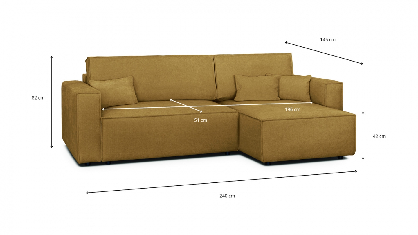 Canapé d'angle convertible réversible 4 places avec coffre de rangement en tissu chenille bronze - Livia Canapé d'angle convertible réversible 4 places avec coffre de rangement en tissu chenille bronze - Livia