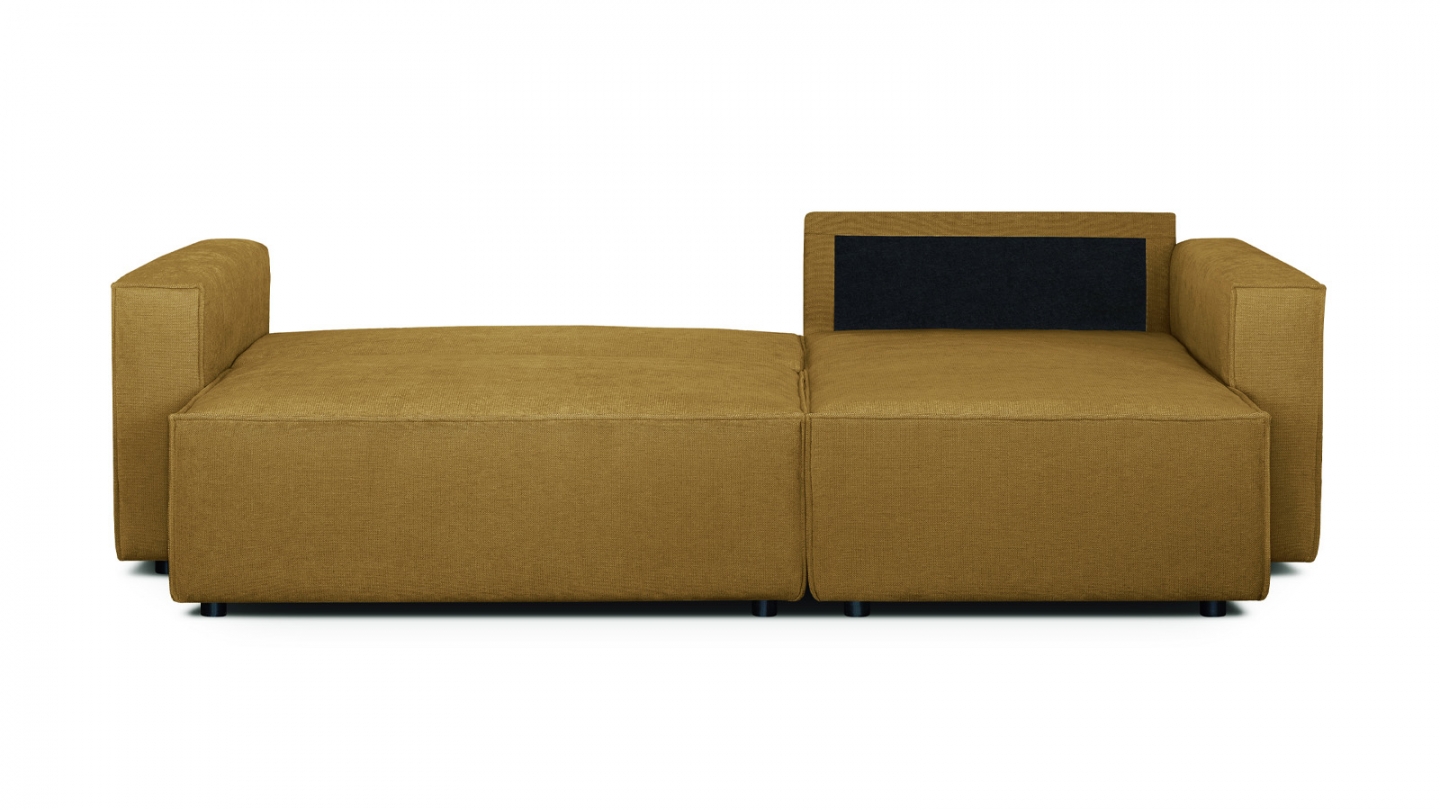 Canapé d'angle convertible réversible 4 places avec coffre de rangement en tissu chenille bronze - Livia Canapé d'angle convertible réversible 4 places avec coffre de rangement en tissu chenille bronze - Livia