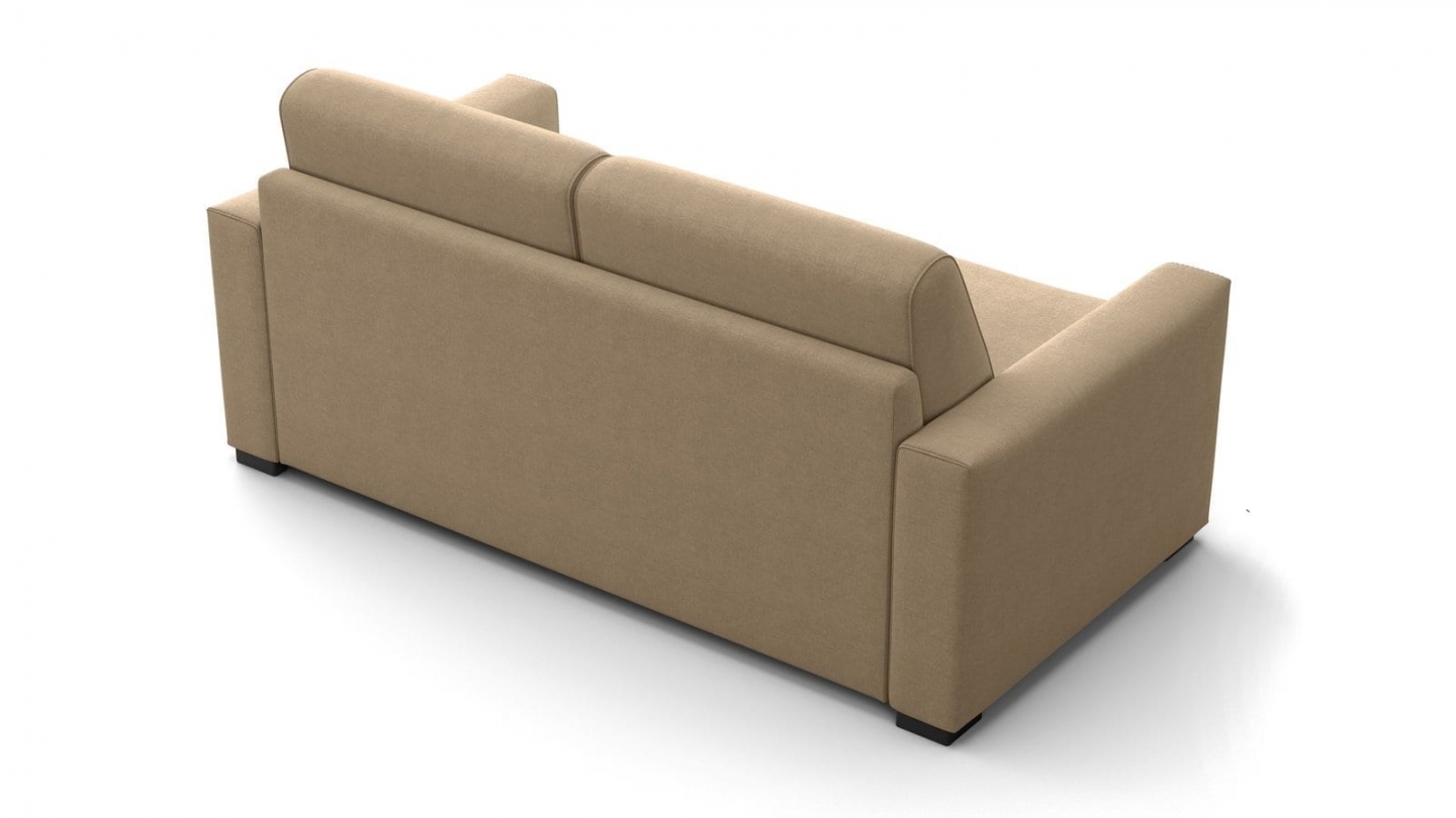 Canapé droit convertible 3 places en tissu chenille taupe - ouverture express - Anzio Canapé droit convertible 3 places en tissu chenille taupe - ouverture express - Anzio
