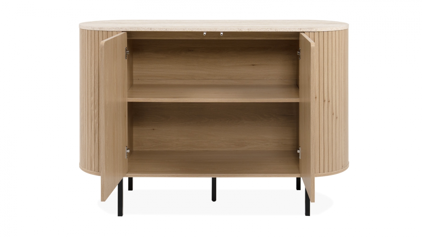 Buffet 2 portes effet Chêne et Travertin 120 cm - Juna Buffet 2 portes effet Chêne et Travertin 120 cm - Juna