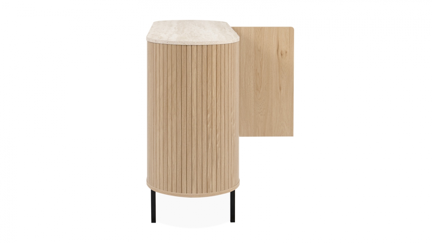 Buffet 2 portes effet Chêne et Travertin 120 cm - Juna Buffet 2 portes effet Chêne et Travertin 120 cm - Juna