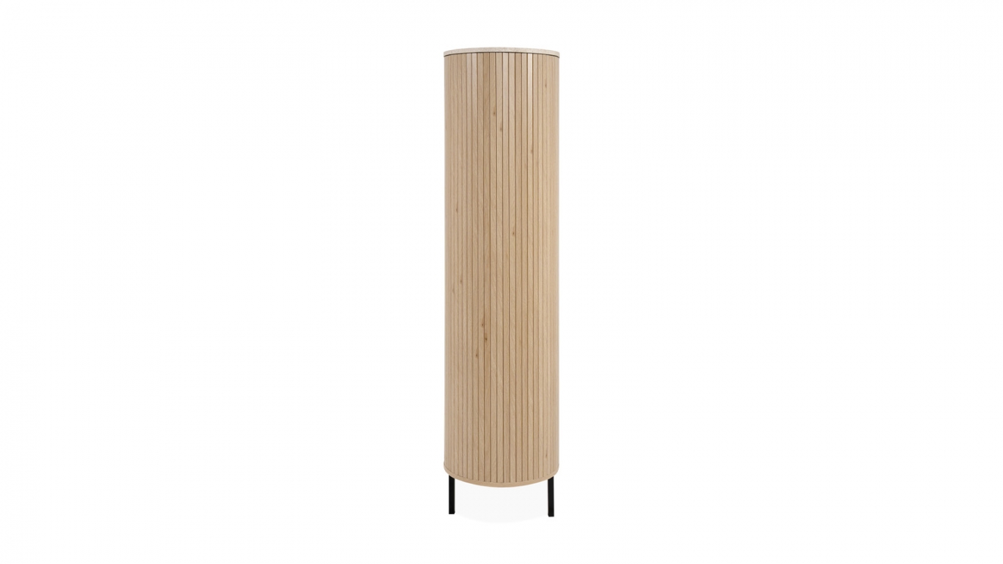 Buffet haut 2 portes 3 niches effet Chêne et Travertin 100 cm - Juna Buffet haut 2 portes 3 niches effet Chêne et Travertin 100 cm - Juna