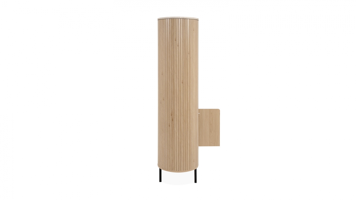 Buffet haut 2 portes 3 niches effet Chêne et Travertin 100 cm - Juna Buffet haut 2 portes 3 niches effet Chêne et Travertin 100 cm - Juna