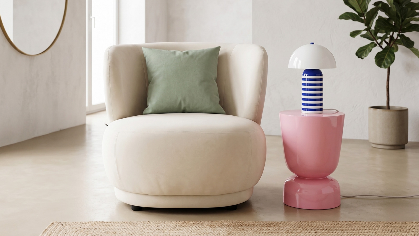 Fauteuil en velours beige - Ester Fauteuil en velours beige - Ester