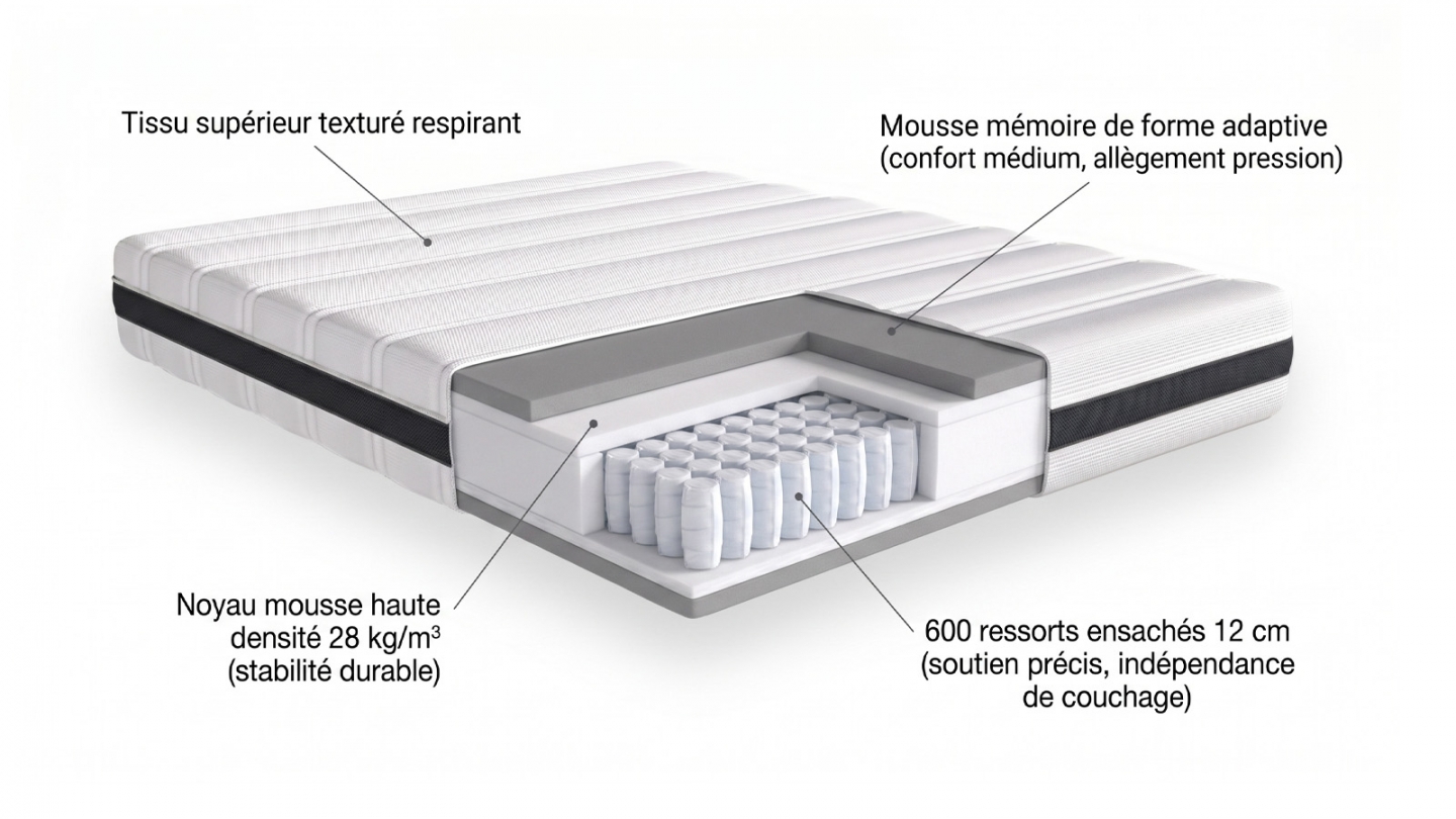 Pack Matelas HYGIOSPRING140 + Couette oreiller Pack Matelas HYGIOSPRING140 + Couette oreiller