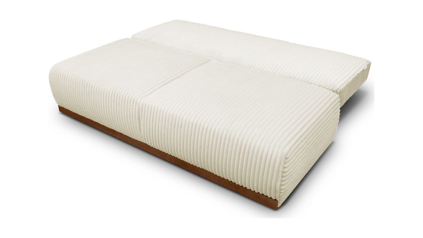 Canapé convertible 3 places avec coffre de rangement en velours gros côtelé beige - ouverture rapide - Auteuil Canapé convertible 3 places avec coffre de rangement en velours gros côtelé beige - ouverture rapide - Auteuil
