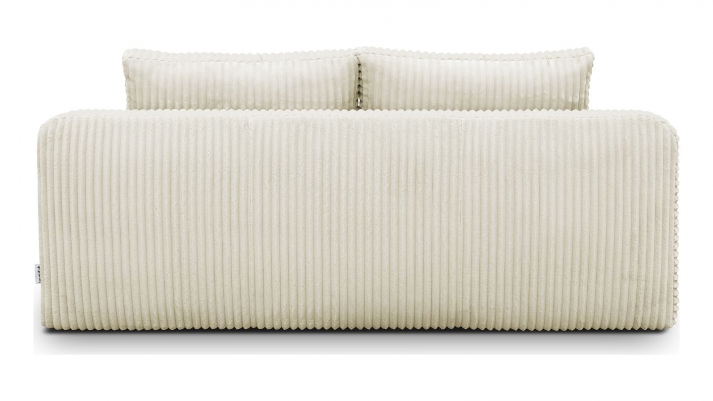 Canapé convertible 3 places avec coffre de rangement en velours gros côtelé beige - ouverture rapide - Auteuil Canapé convertible 3 places avec coffre de rangement en velours gros côtelé beige - ouverture rapide - Auteuil