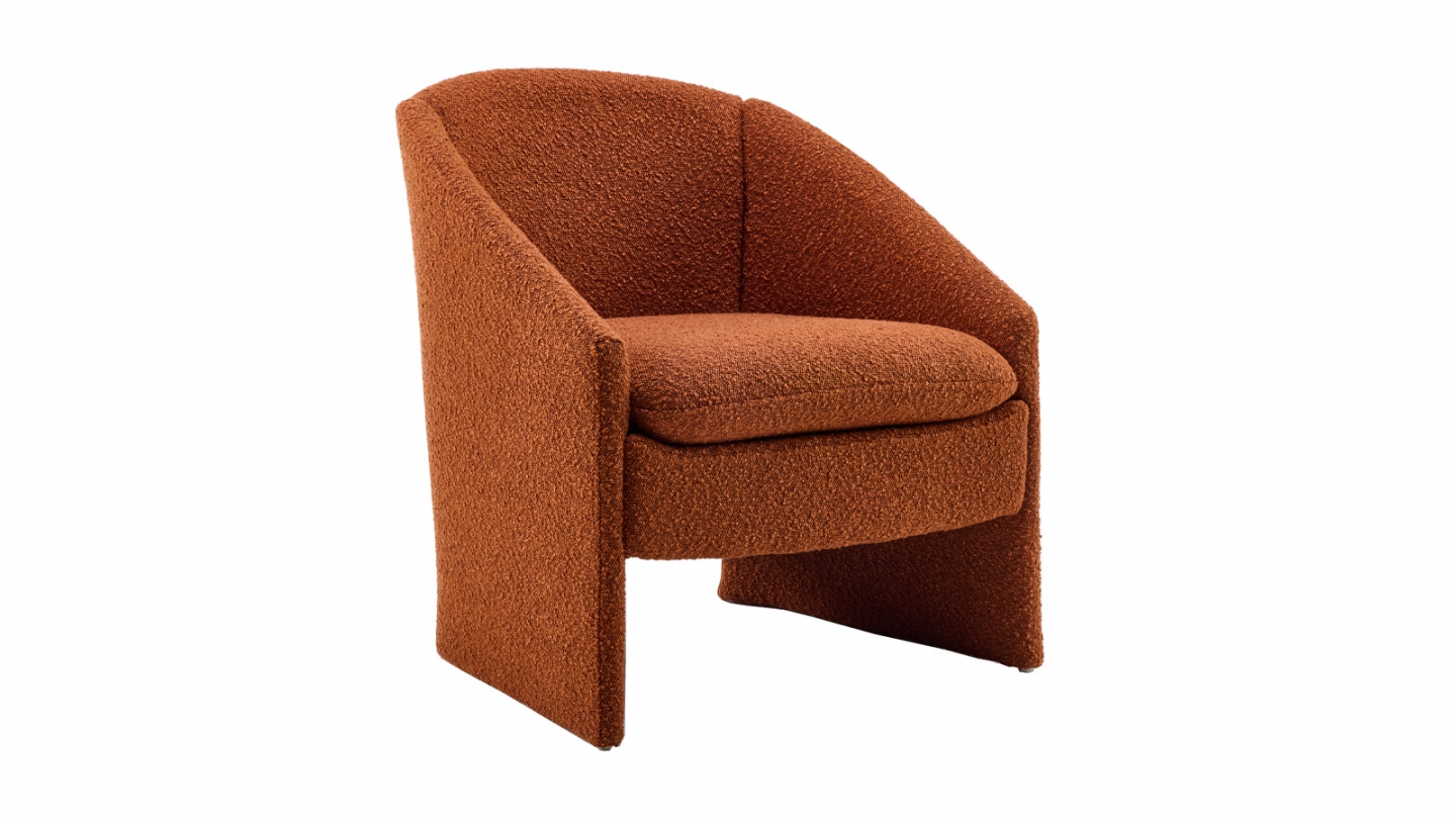 Fauteuil en bois et tissu bouclé rouille - Ami Fauteuil en bois et tissu bouclé rouille - Ami