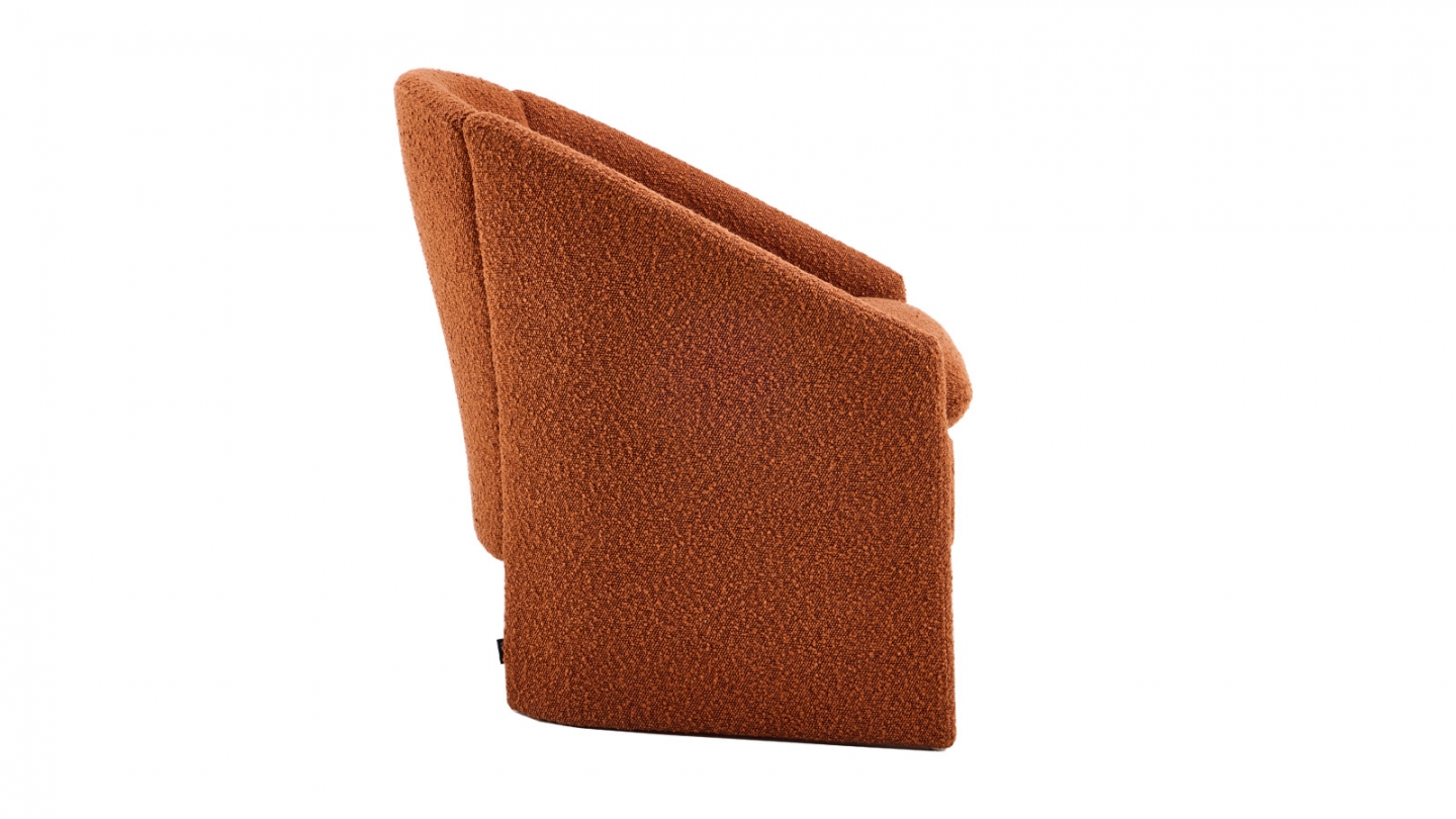 Fauteuil en bois et tissu bouclé rouille - Ami Fauteuil en bois et tissu bouclé rouille - Ami