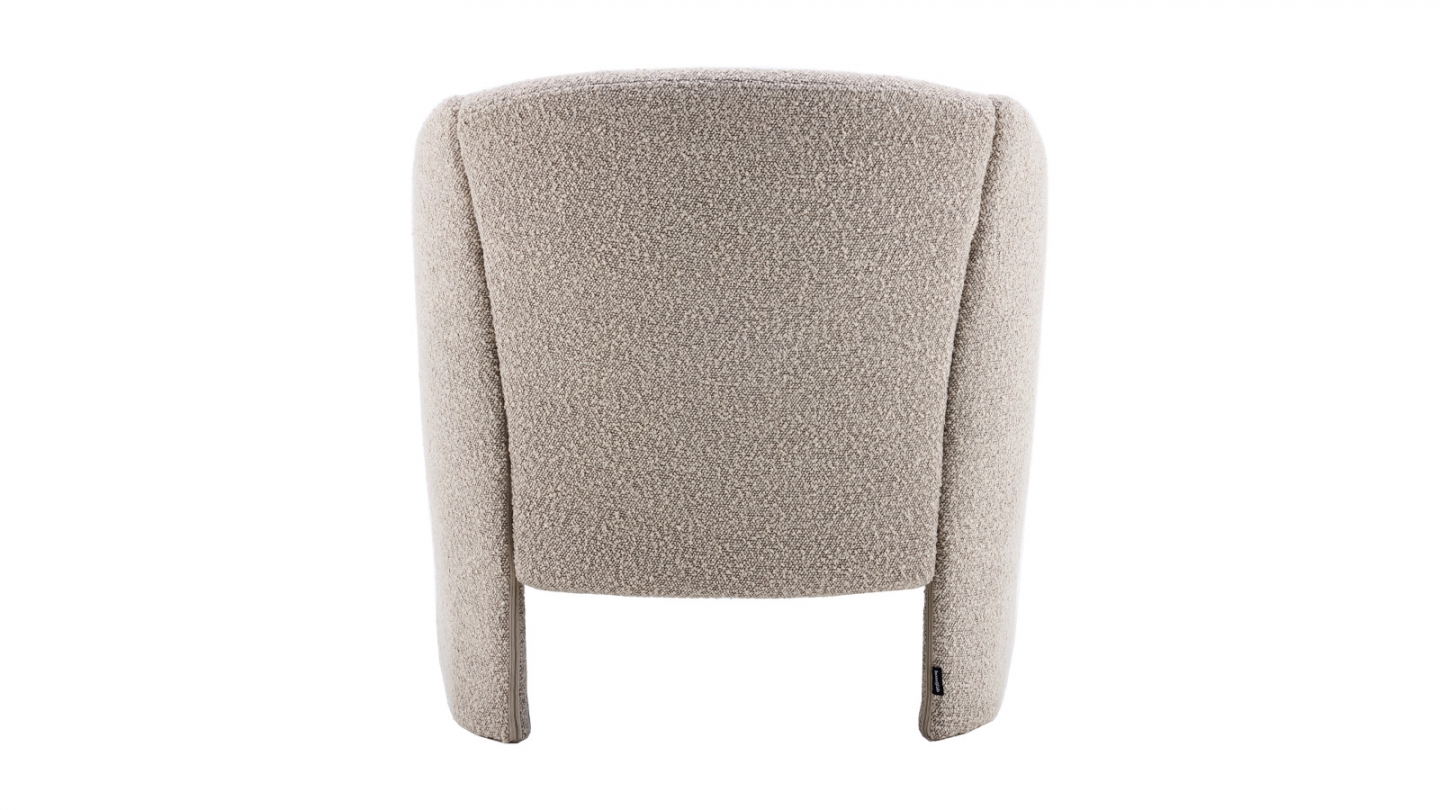 Fauteuil en bois et tissu bouclé taupe - Ami Fauteuil en bois et tissu bouclé taupe - Ami