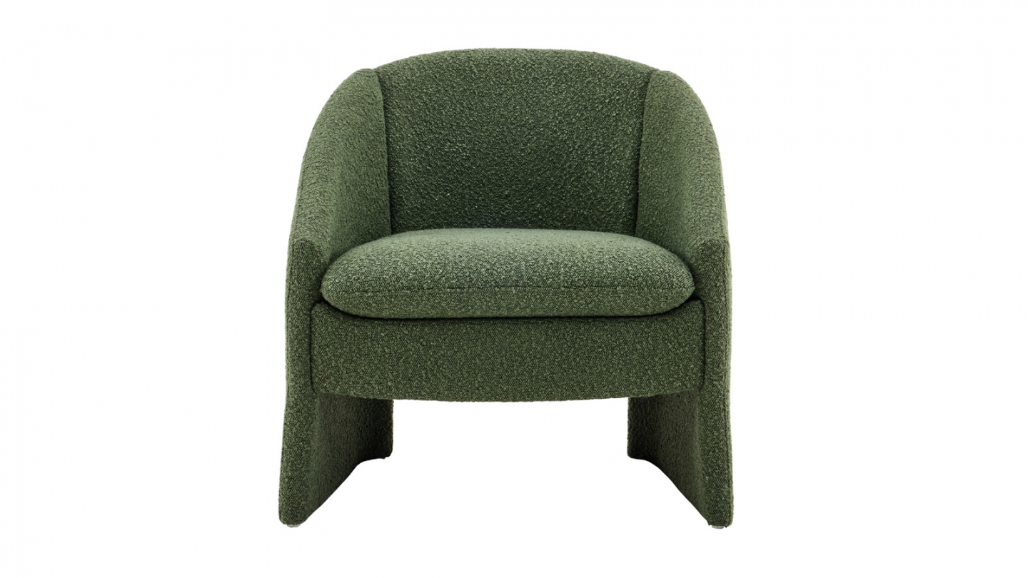 Fauteuil en bois et tissu bouclé vert kaki - Ami Fauteuil en bois et tissu bouclé vert kaki - Ami