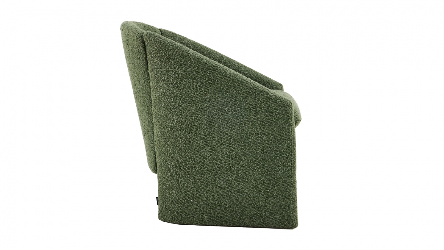 Fauteuil en bois et tissu bouclé vert kaki - Ami Fauteuil en bois et tissu bouclé vert kaki - Ami