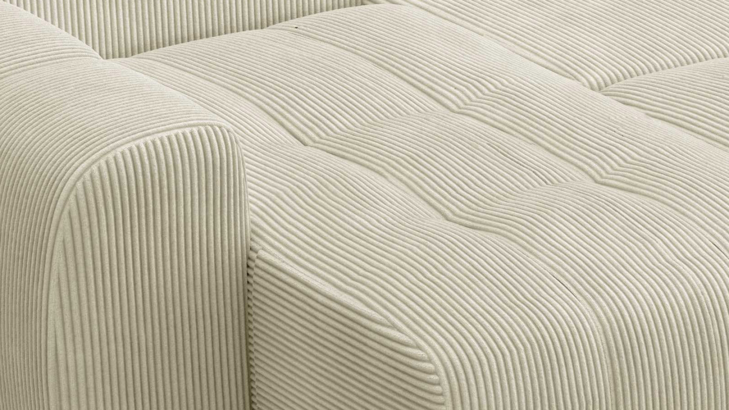 Canapé panoramique convertible 6 places en velours côtelé beige - Alba Canapé panoramique convertible 6 places en velours côtelé beige - Alba