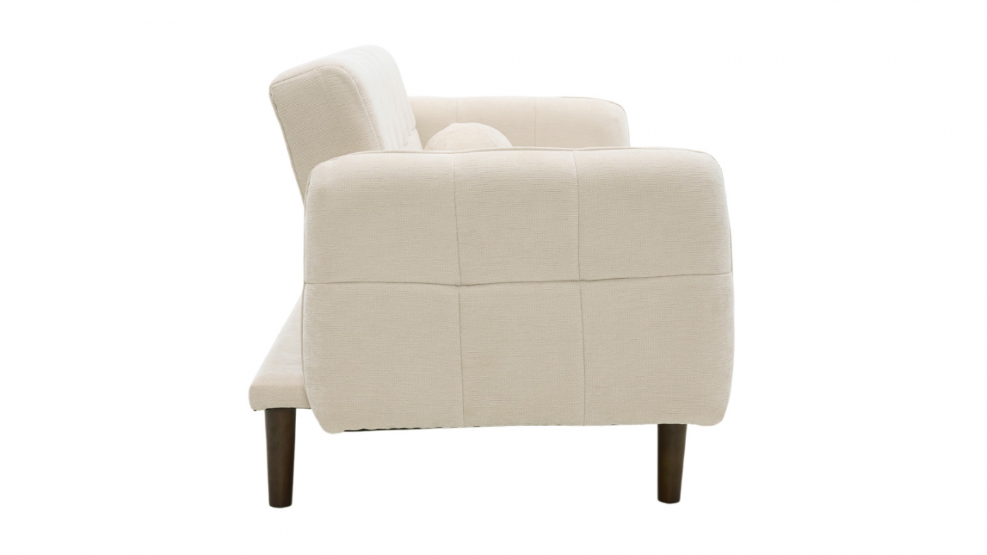 Canapé convertible 3 places en tissu chenille beige - Pavia Canapé convertible 3 places en tissu chenille beige - Pavia