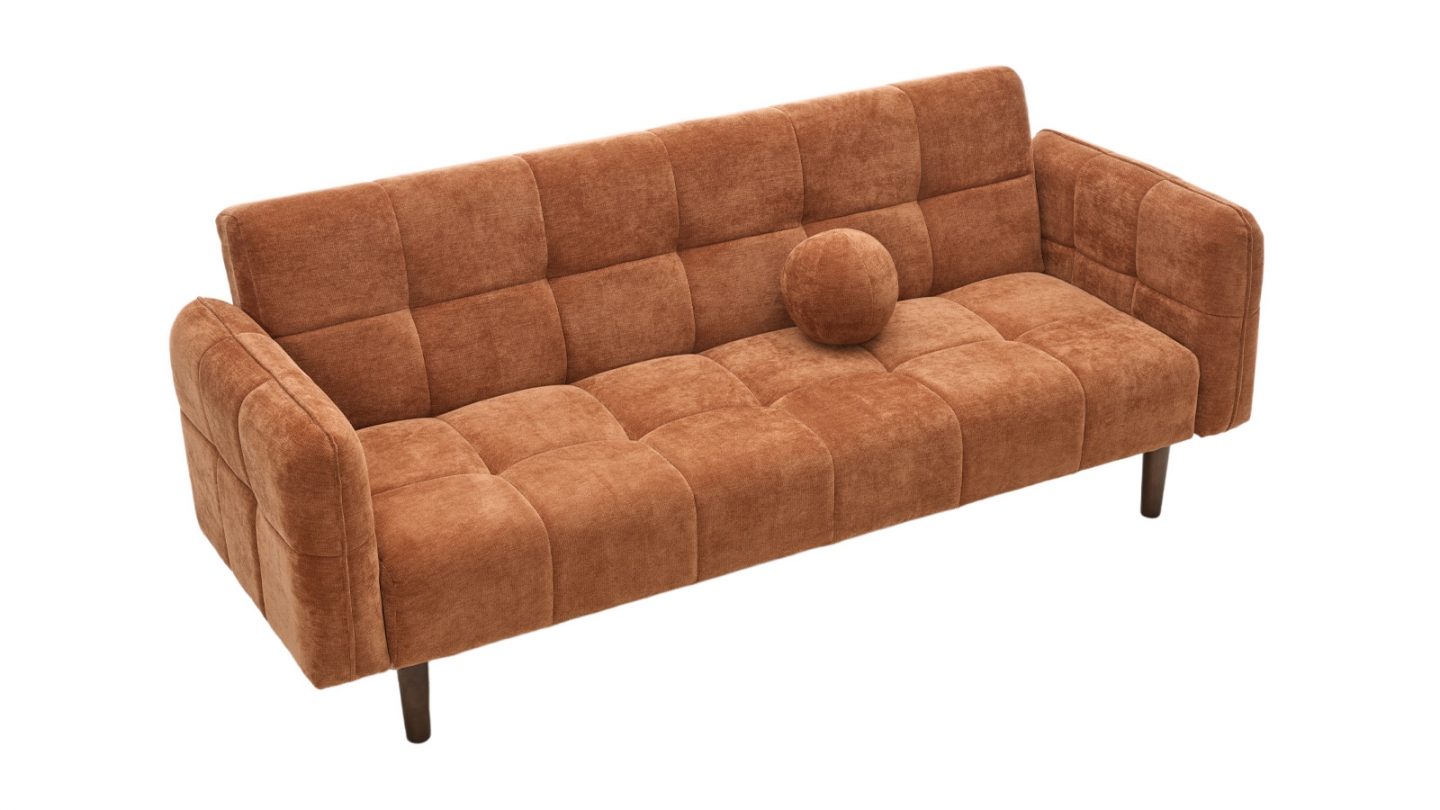 Canapé convertible 3 places en tissu chenille terracotta - Pavia Canapé convertible 3 places en tissu chenille terracotta - Pavia