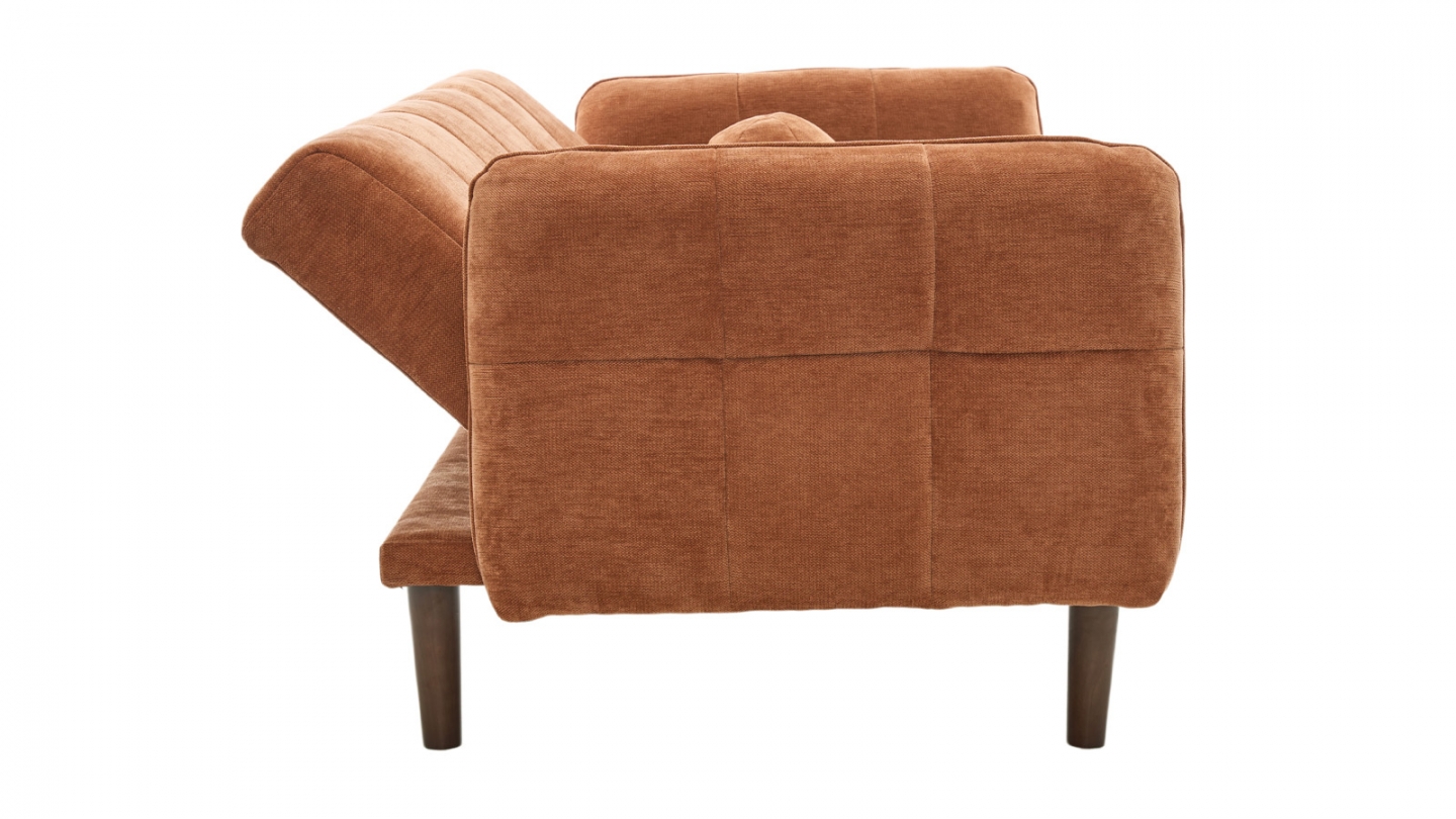 Canapé convertible 3 places en tissu chenille terracotta - Pavia Canapé convertible 3 places en tissu chenille terracotta - Pavia