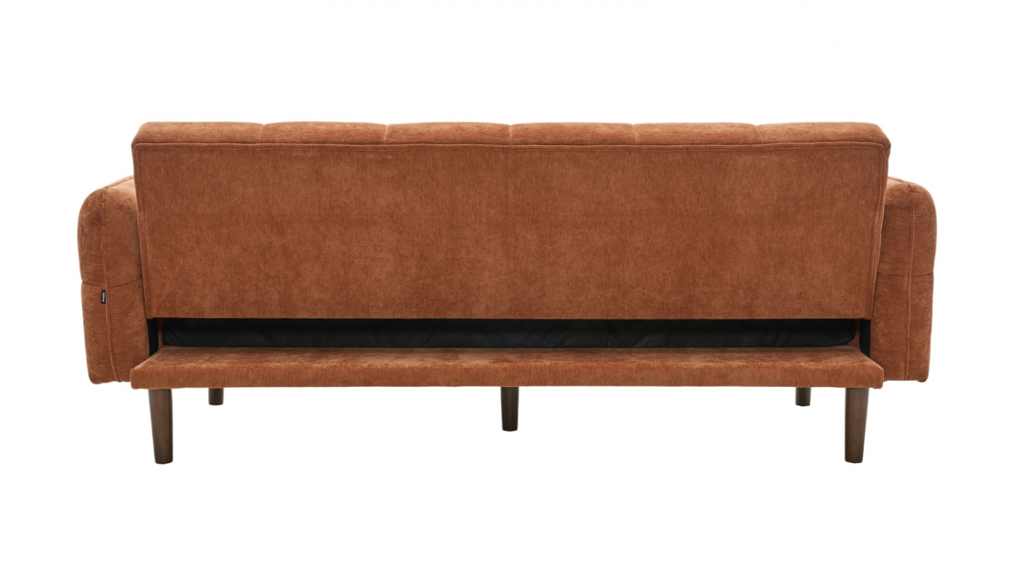 Canapé convertible 3 places en tissu chenille terracotta - Pavia Canapé convertible 3 places en tissu chenille terracotta - Pavia