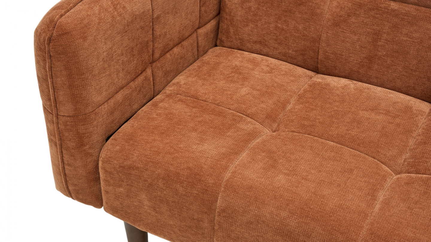 Canapé convertible 3 places en tissu chenille terracotta - Pavia Canapé convertible 3 places en tissu chenille terracotta - Pavia