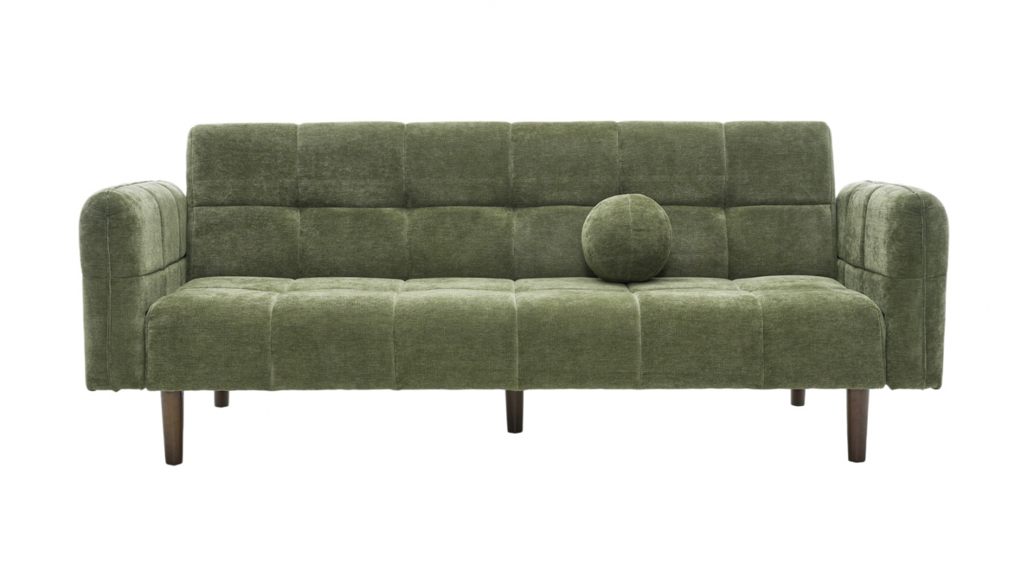 Canapé convertible 3 places en tissu chenille vert olive - Pavia Canapé convertible 3 places en tissu chenille vert olive - Pavia