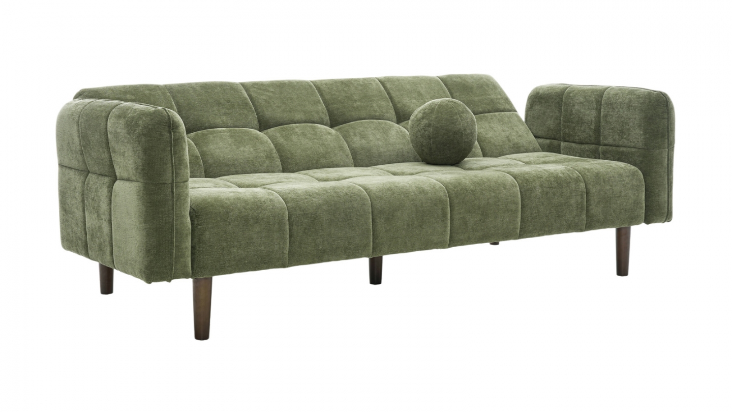 Canapé convertible 3 places en tissu chenille vert olive - Pavia Canapé convertible 3 places en tissu chenille vert olive - Pavia
