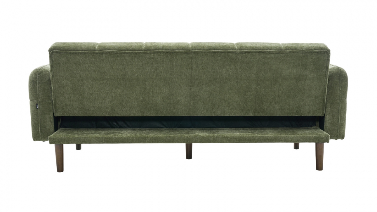 Canapé convertible 3 places en tissu chenille vert olive - Pavia Canapé convertible 3 places en tissu chenille vert olive - Pavia