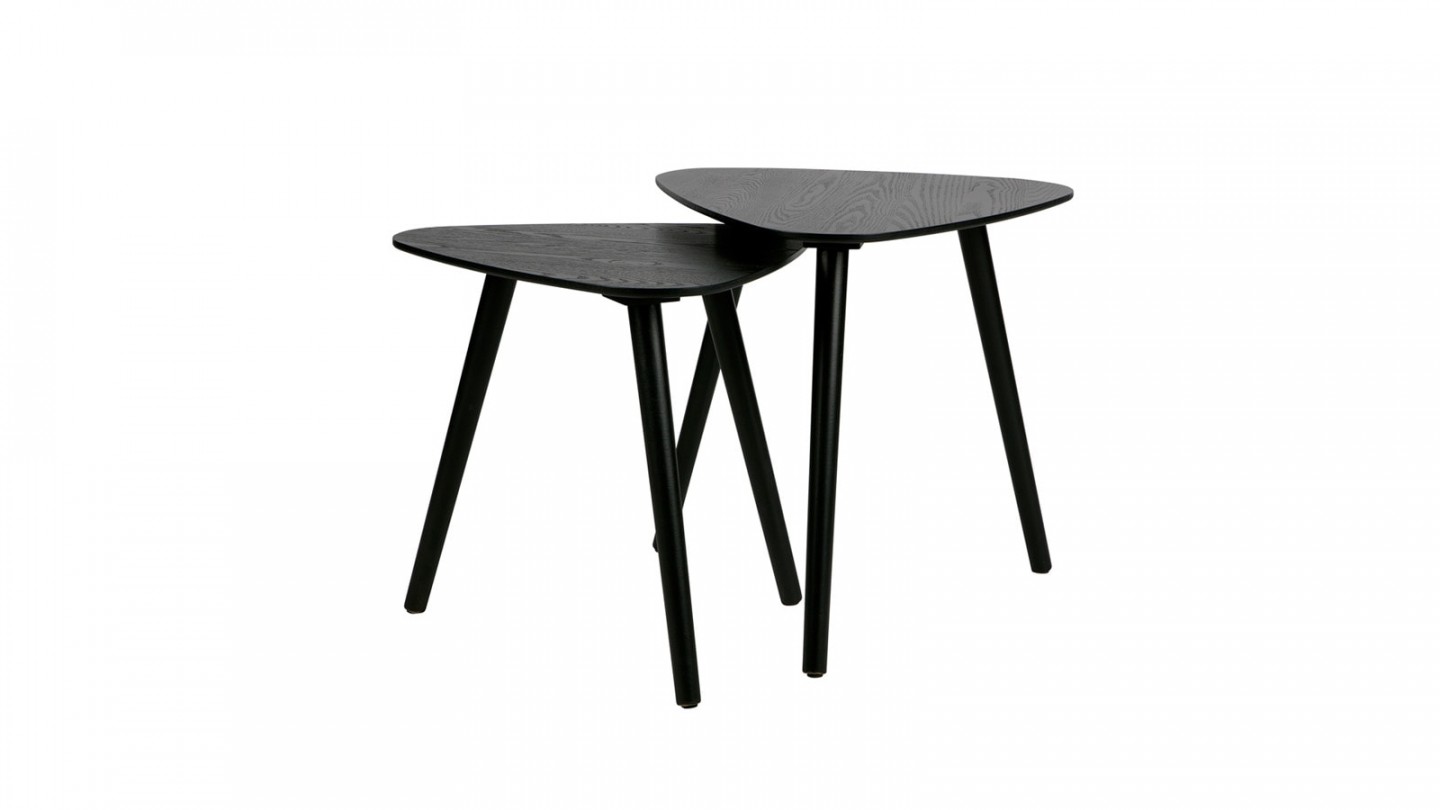 Lot de 2 tables gigognes en bois noir - Collection Nila - Woood