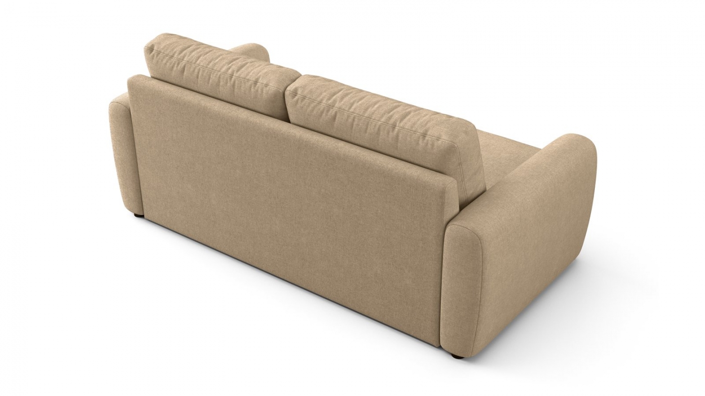 Canapé droit convertible 3 places en tissu chenille taupe - ouverture express - Salvia Canapé droit convertible 3 places en tissu chenille taupe - ouverture express - Salvia