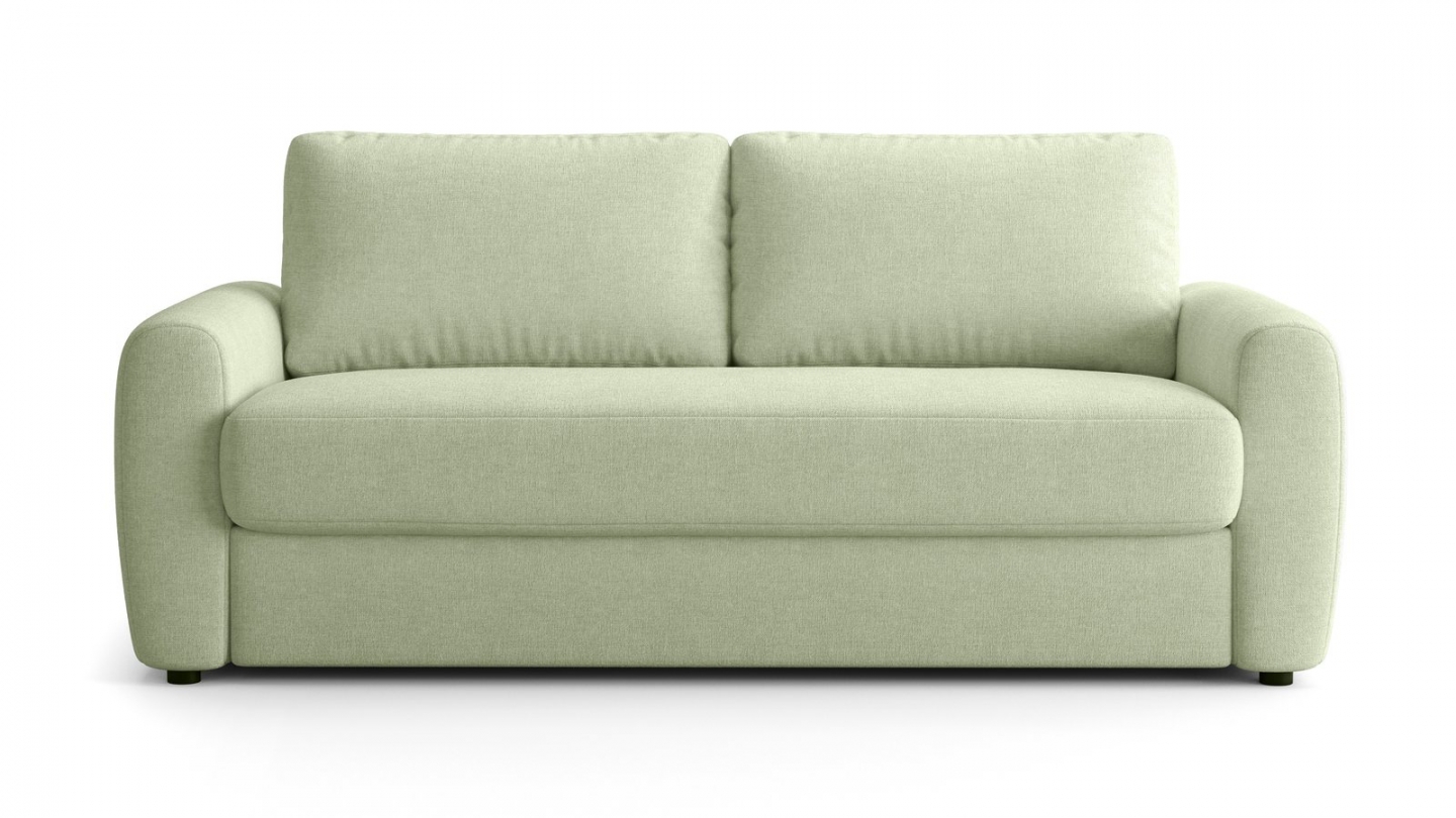 Canapé droit convertible 3 places en tissu chenille vert sauge - ouverture express - Salvia Canapé droit convertible 3 places en tissu chenille vert sauge - ouverture express - Salvia