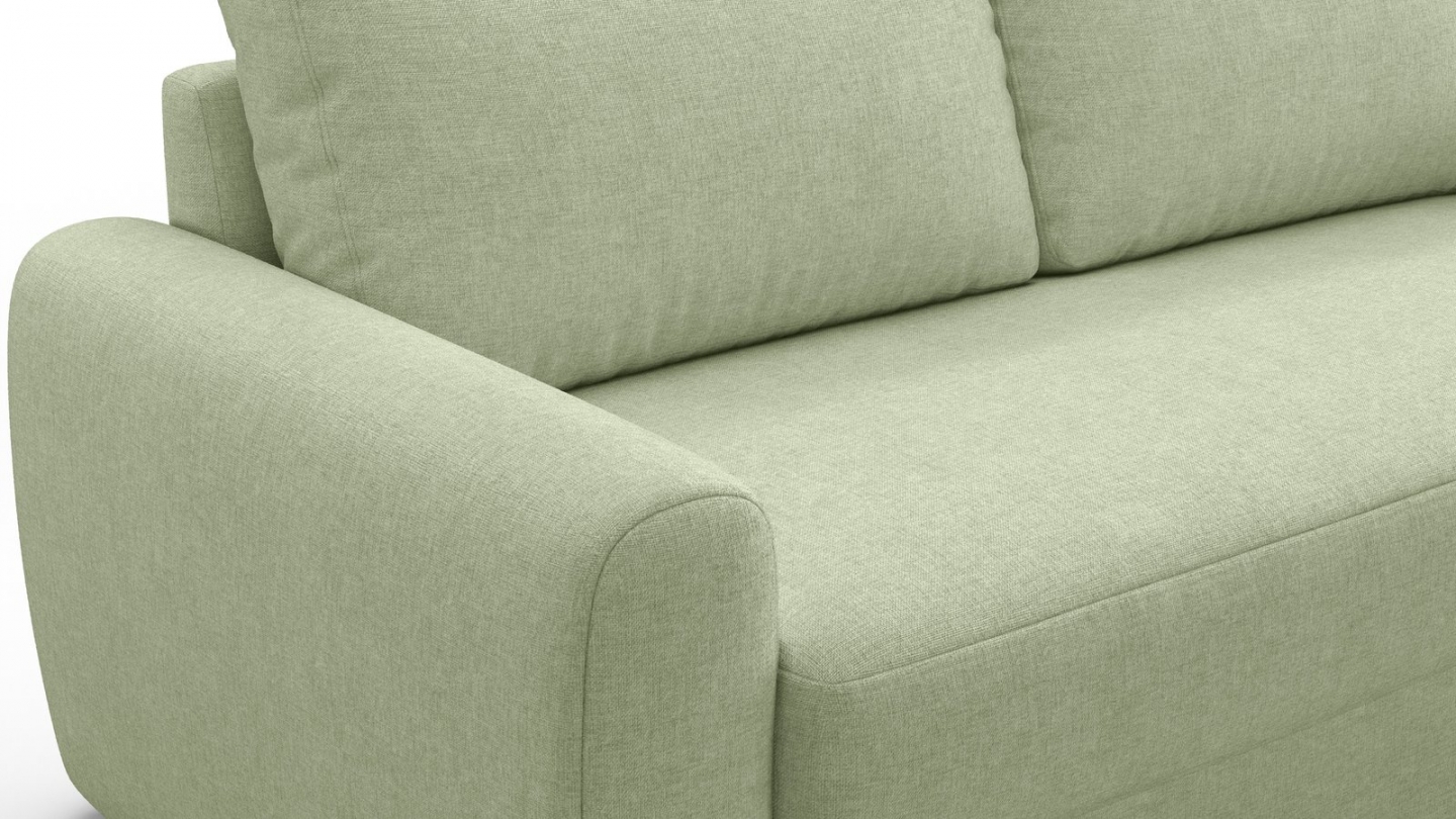 Canapé droit convertible 3 places en tissu chenille vert sauge - ouverture express - Salvia Canapé droit convertible 3 places en tissu chenille vert sauge - ouverture express - Salvia
