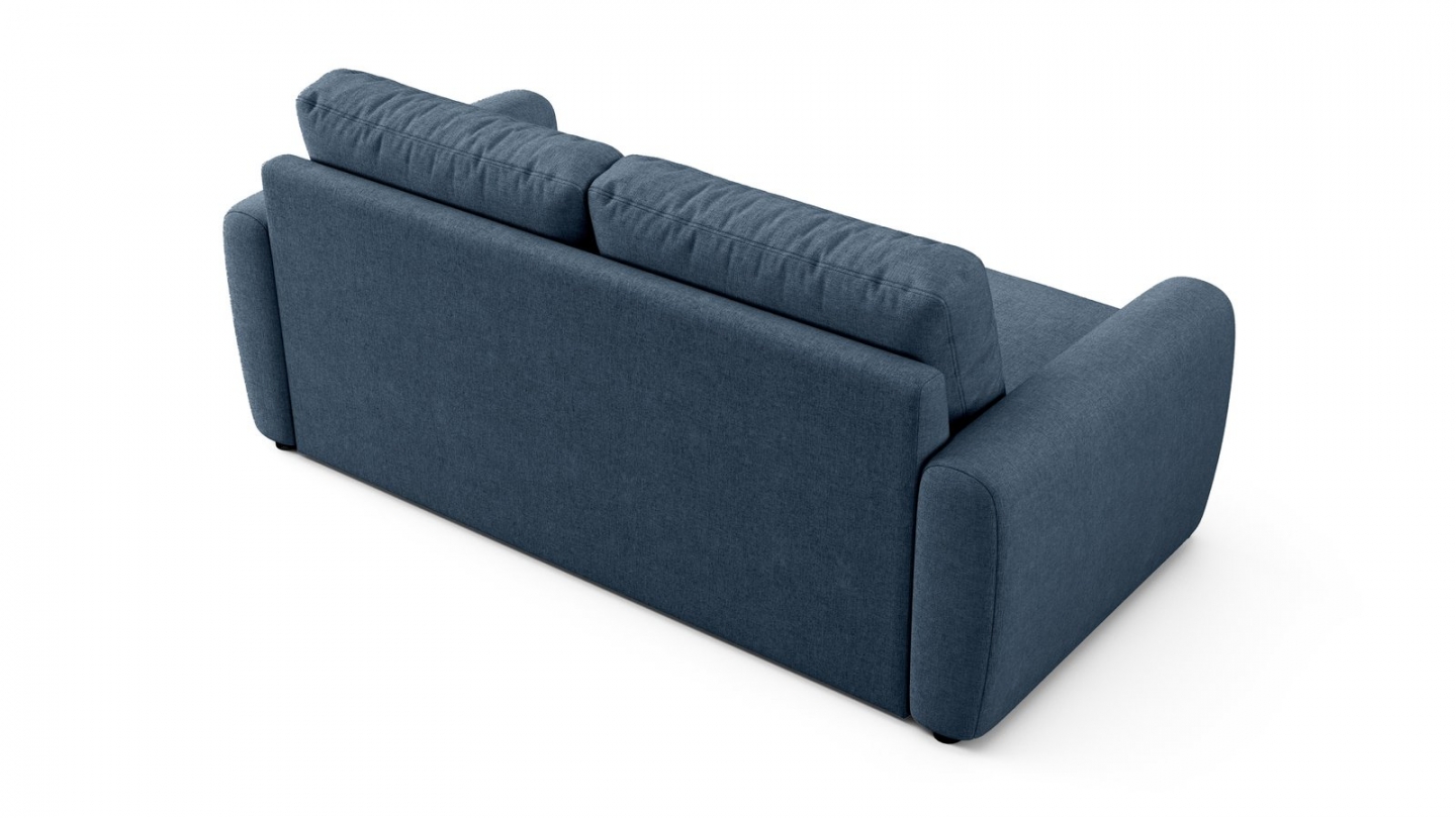 Canapé droit convertible 3 places en tissu chenille bleu foncé - ouverture express - Salvia Canapé droit convertible 3 places en tissu chenille bleu foncé - ouverture express - Salvia