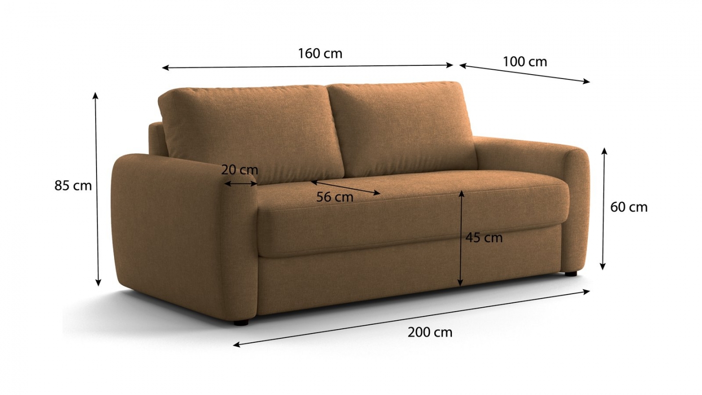 Canapé droit convertible 3 places en tissu chenille moka - ouverture express - Salvia Canapé droit convertible 3 places en tissu chenille moka - ouverture express - Salvia