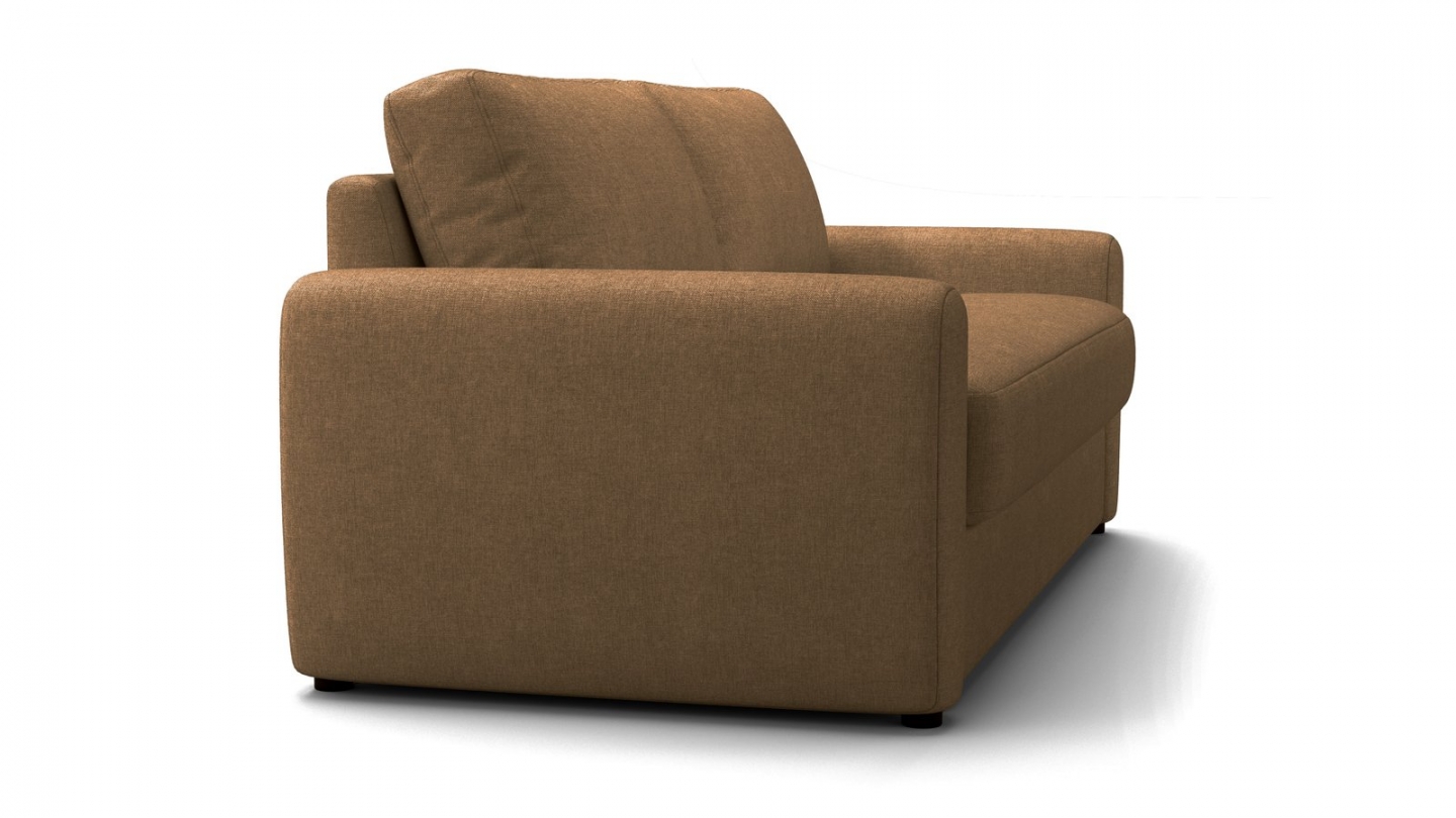 Canapé droit convertible 3 places en tissu chenille moka - ouverture express - Salvia Canapé droit convertible 3 places en tissu chenille moka - ouverture express - Salvia