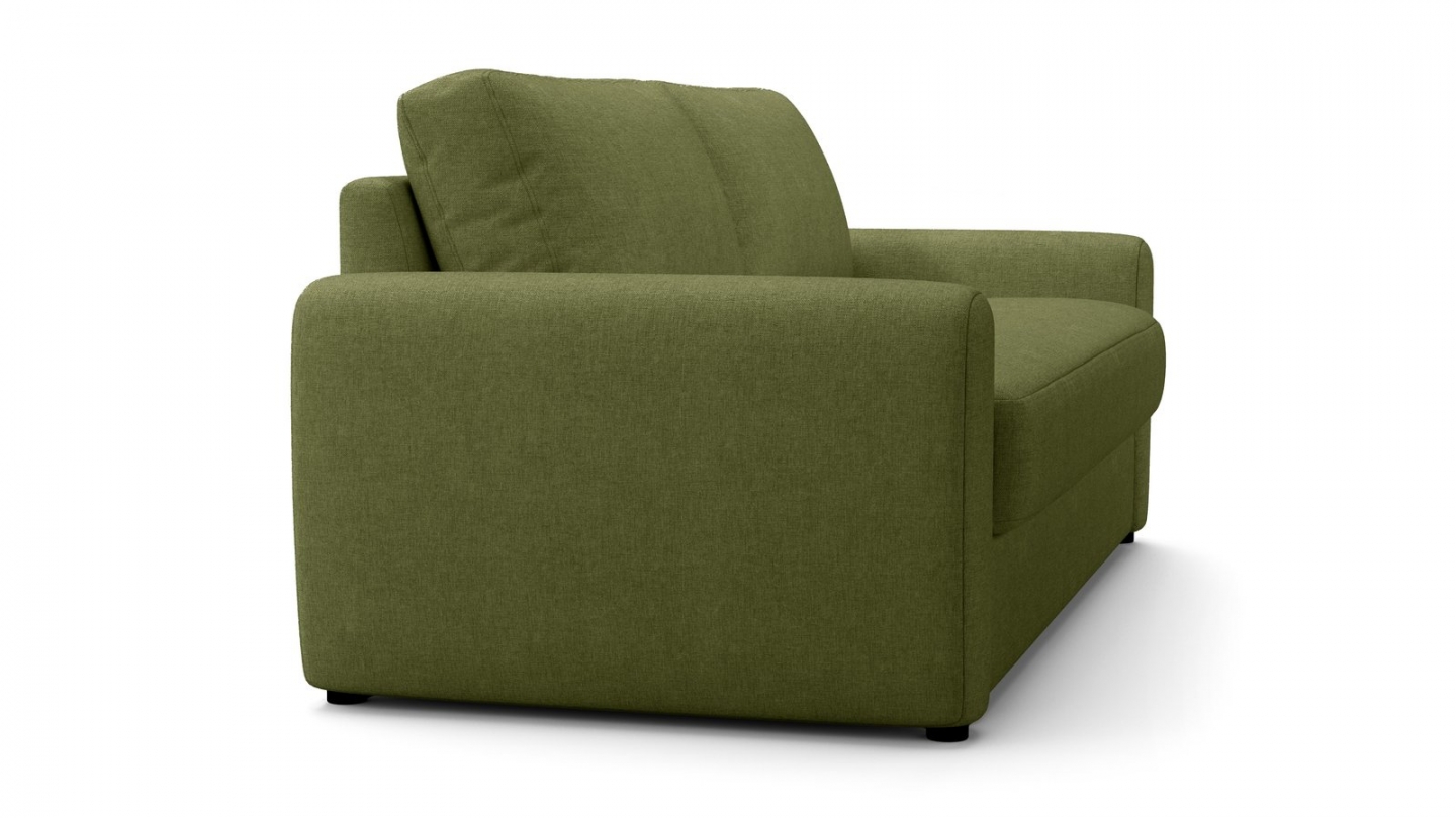 Canapé droit convertible 3 places en tissu chenille vert olive - ouverture express - Salvia Canapé droit convertible 3 places en tissu chenille vert olive - ouverture express - Salvia