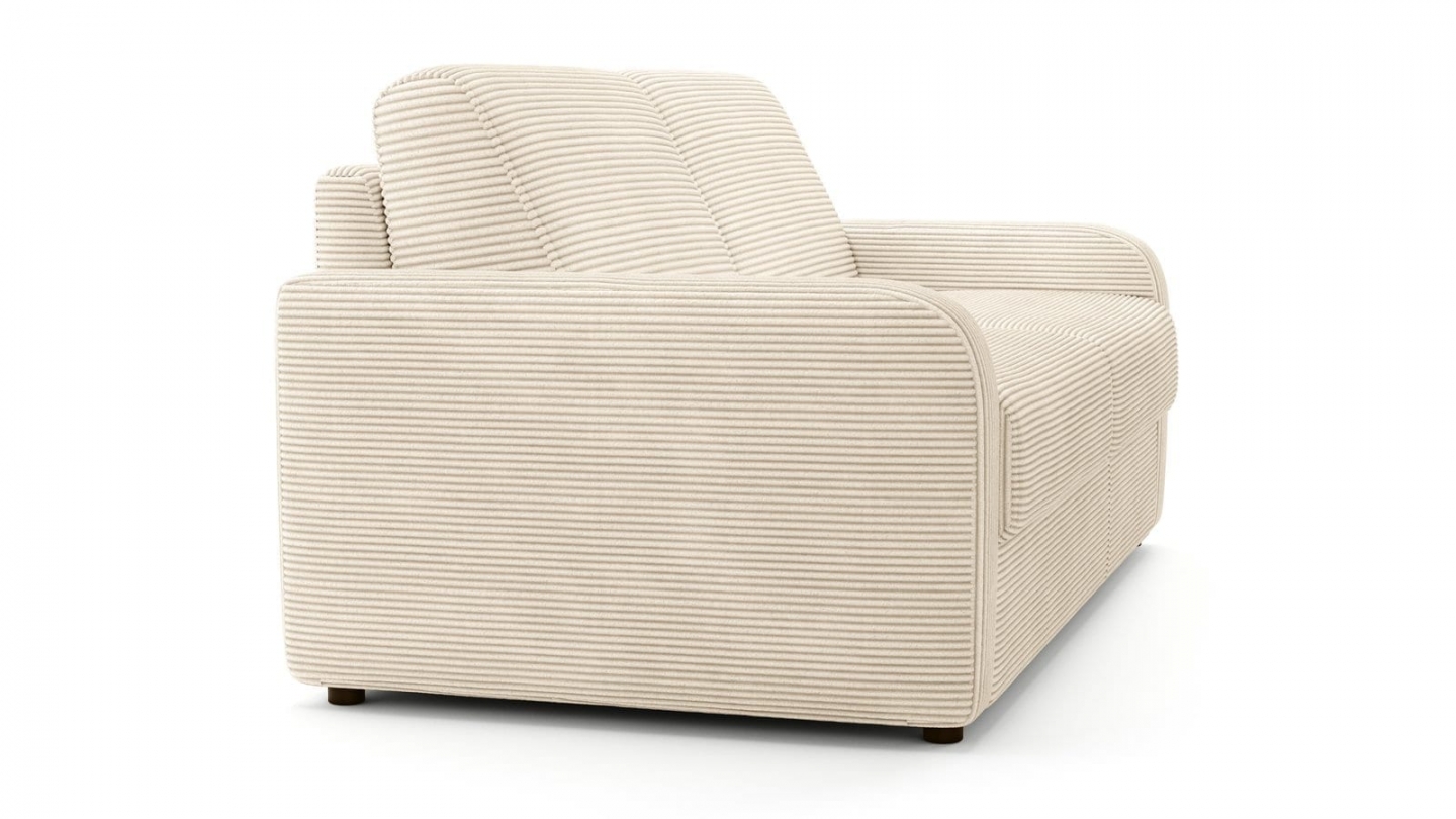 Canapé droit convertible 3 places en velours côtelé beige - ouverture express - Lumio Canapé droit convertible 3 places en velours côtelé beige - ouverture express - Lumio