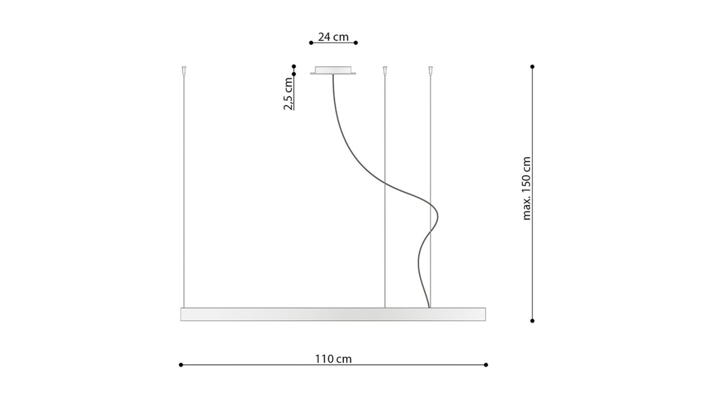 Suspension ronde noire à Led 110 cm - 4000K - Rio Suspension ronde noire à Led 110 cm - 4000K - Rio