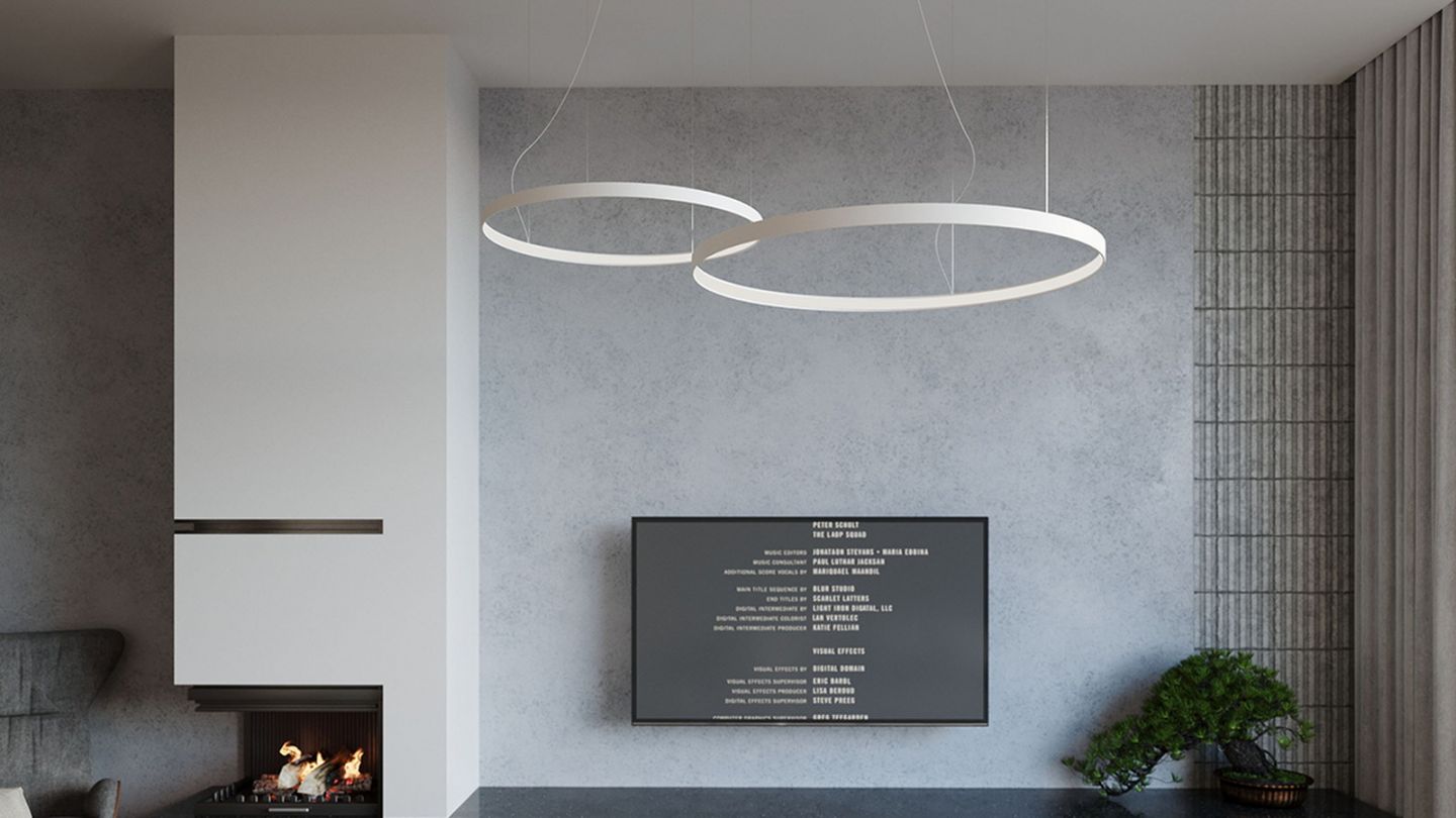 Suspension ronde blanche à Led 55cm - 4000K - Rio Suspension ronde blanche à Led 55cm - 4000K - Rio