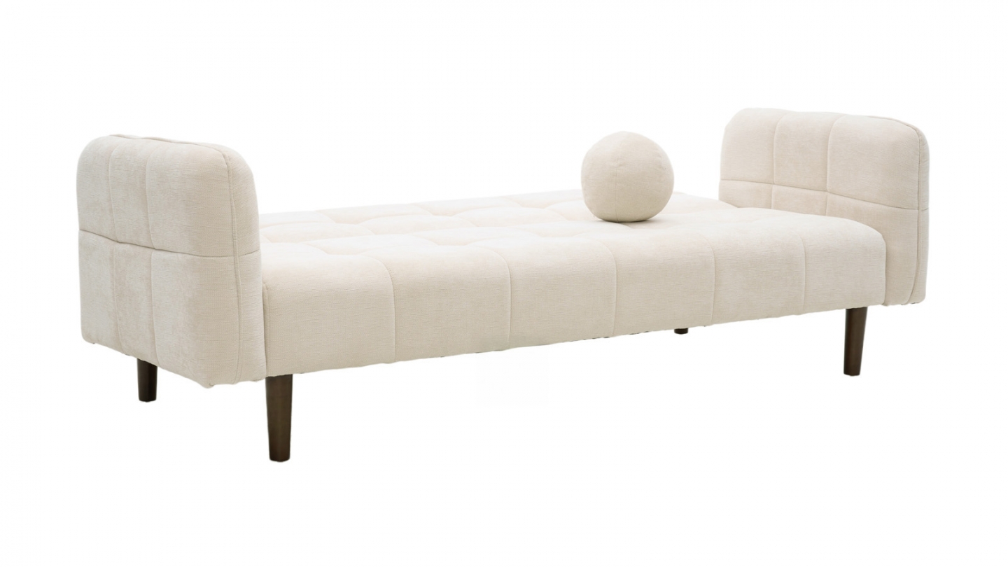 Canapé convertible 3 places en tissu chenille beige - Pavia Canapé convertible 3 places en tissu chenille beige - Pavia