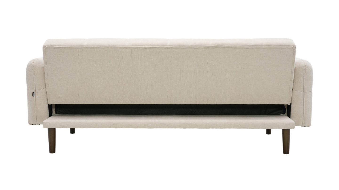 Canapé convertible 3 places en tissu chenille beige - Pavia Canapé convertible 3 places en tissu chenille beige - Pavia