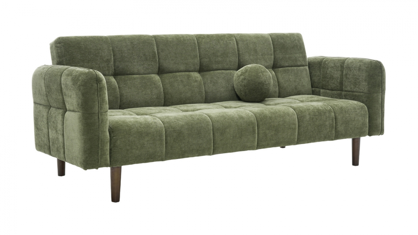 Canapé convertible 3 places en tissu chenille vert olive - Pavia Canapé convertible 3 places en tissu chenille vert olive - Pavia