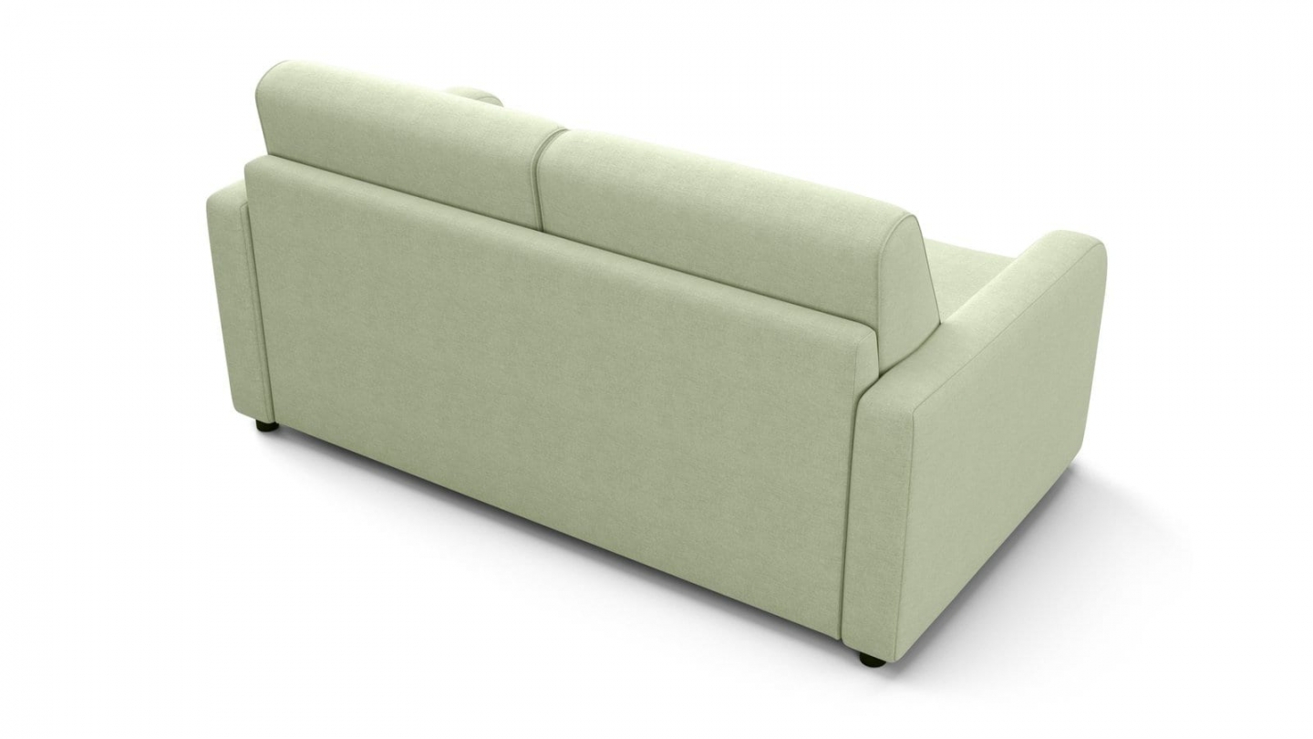 Canapé droit convertible 3 places en tissu chenille vert sauge - ouverture express - Lumio Canapé droit convertible 3 places en tissu chenille vert sauge - ouverture express - Lumio