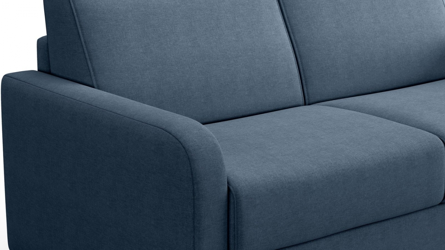 Canapé droit convertible 3 places en tissu chenille bleu foncé - ouverture express - Lumio Canapé droit convertible 3 places en tissu chenille bleu foncé - ouverture express - Lumio