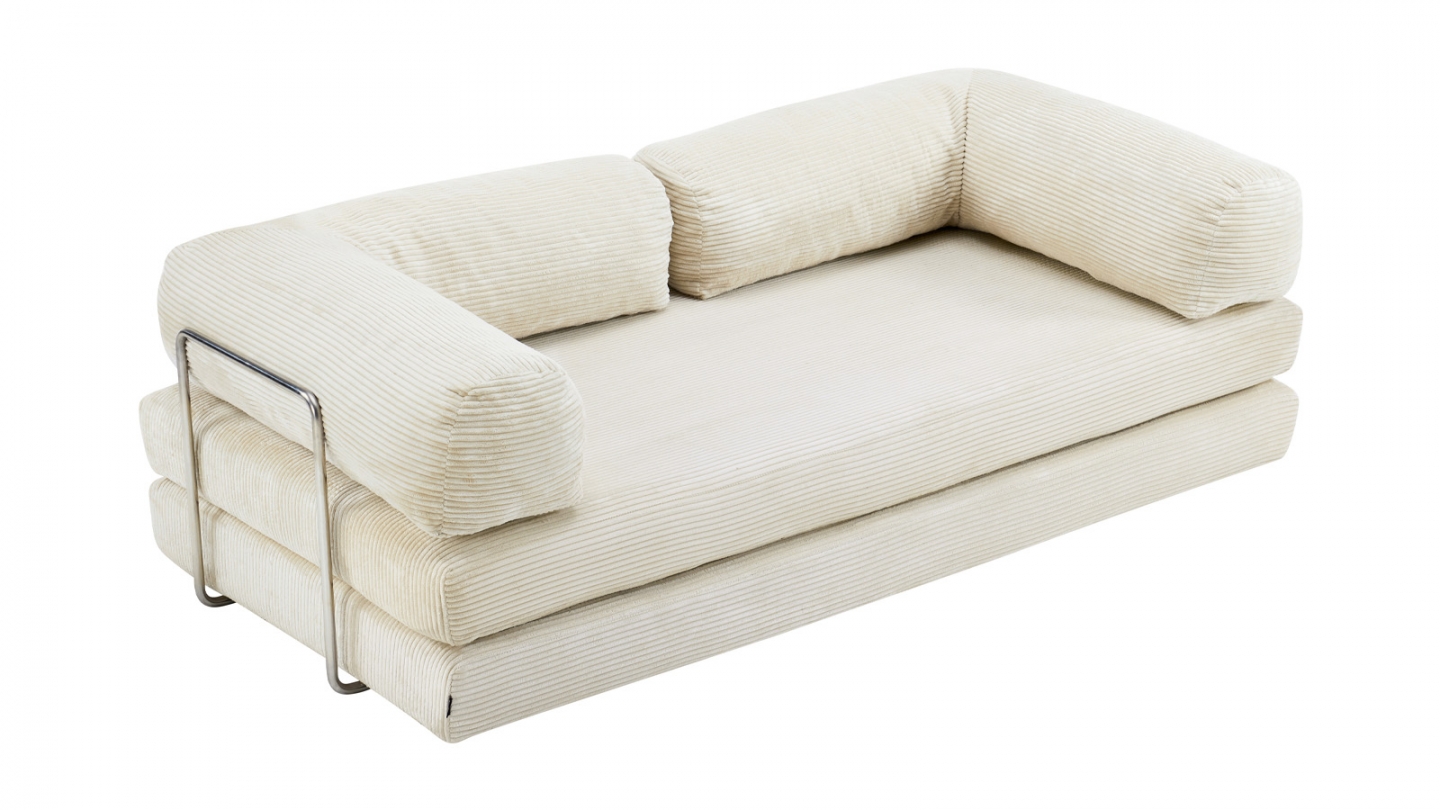 Canapé convertible 3 places en velours côtelé beige - Buddy Canapé convertible 3 places en velours côtelé beige - Buddy