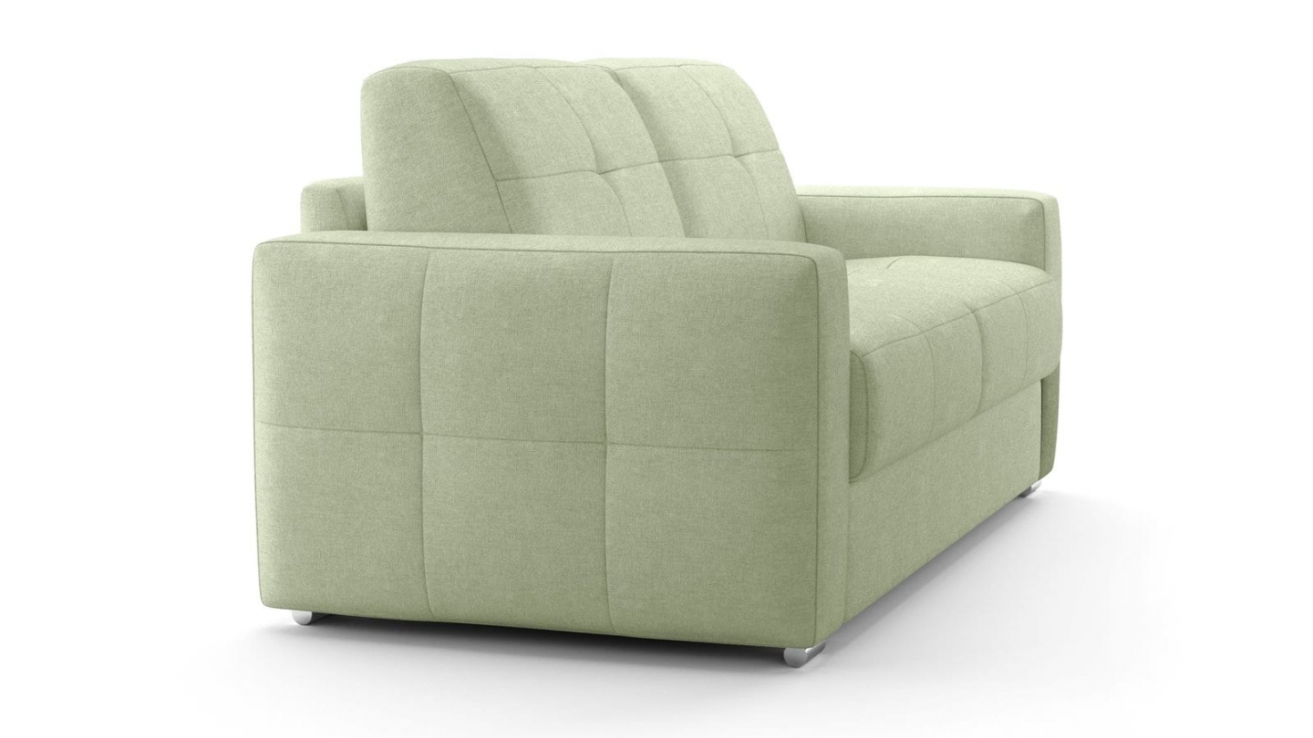 Canapé capitonné convertible 3 places en tissu chenille vert sauge - ouverture express - Cassian Canapé capitonné convertible 3 places en tissu chenille vert sauge - ouverture express - Cassian