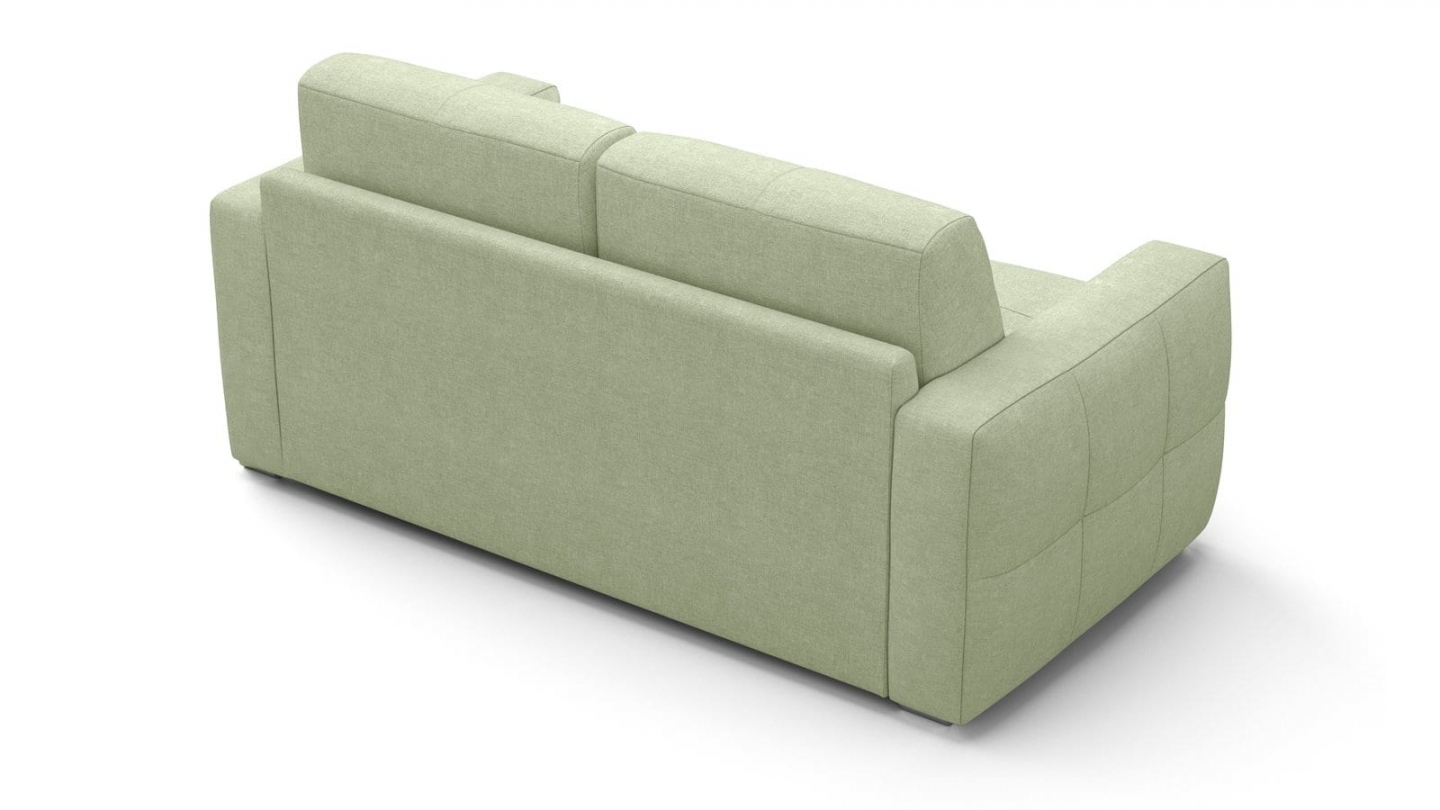 Canapé capitonné convertible 3 places en tissu chenille vert sauge - ouverture express - Cassian Canapé capitonné convertible 3 places en tissu chenille vert sauge - ouverture express - Cassian