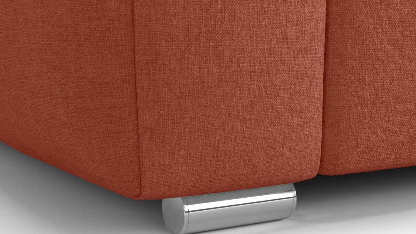 Canapé capitonné convertible 3 places en tissu chenille terracotta - ouverture express - Cassian Canapé capitonné convertible 3 places en tissu chenille terracotta - ouverture express - Cassian