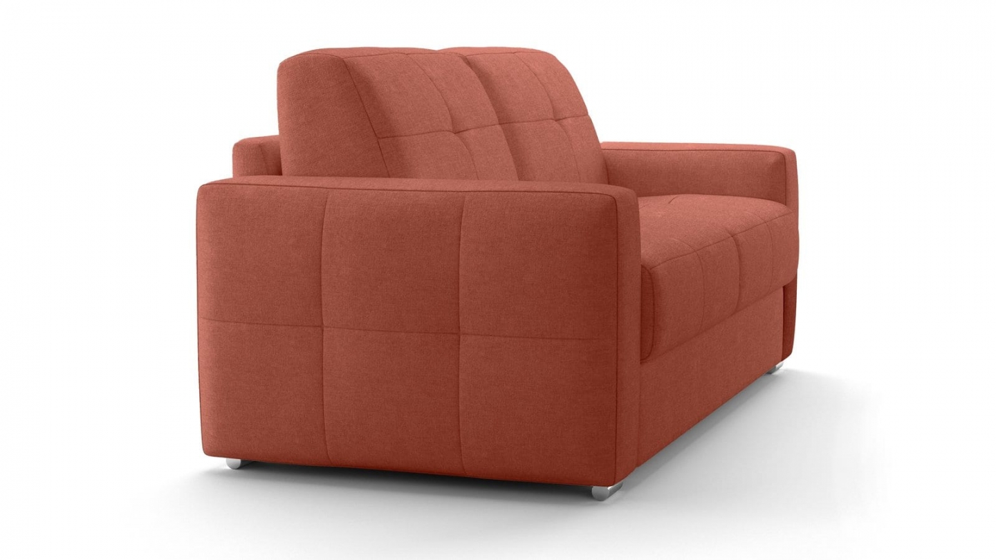Canapé capitonné convertible 3 places en tissu chenille terracotta - ouverture express - Cassian Canapé capitonné convertible 3 places en tissu chenille terracotta - ouverture express - Cassian