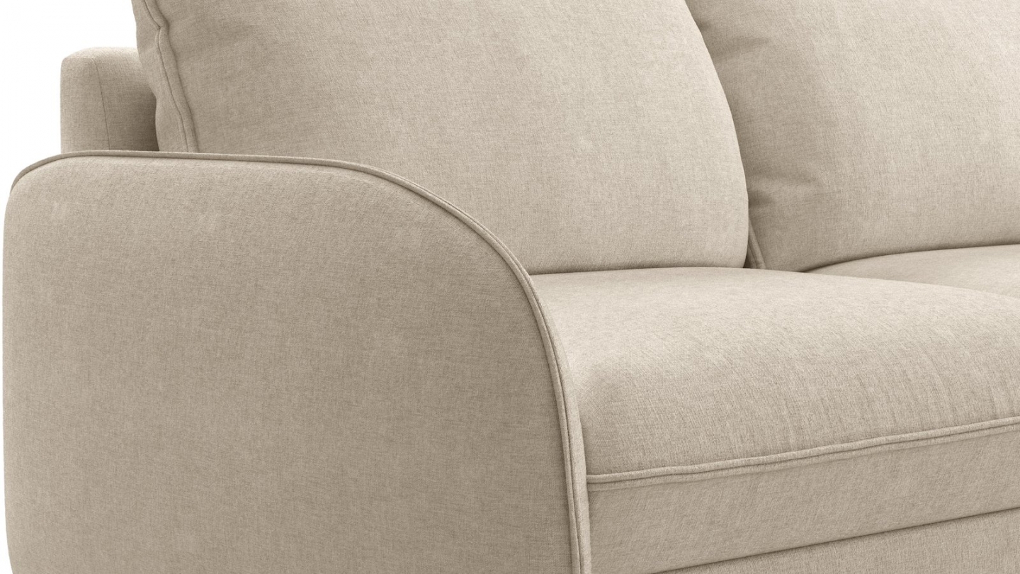 Canapé droit convertible 3 places en tissu chenille beige - ouverture express - Novoli Canapé droit convertible 3 places en tissu chenille beige - ouverture express - Novoli